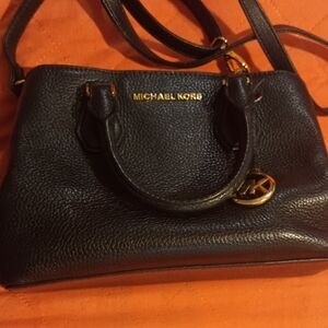 Michael Kors Black Camille Satchel with Gold Accents